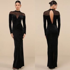 green emerald velvet dress Emerald Green Maxi Dress M